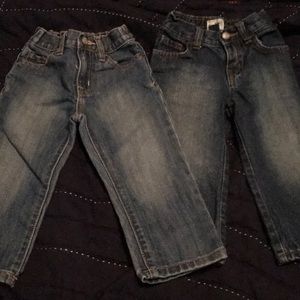 Two pairs of dark washed jeans